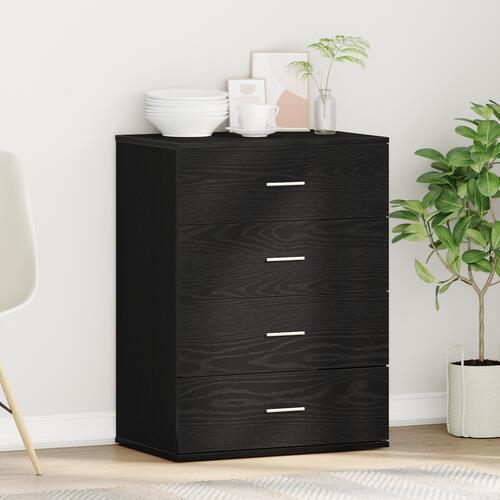 Sideboard med skuffe Sort Eg 60 x 39 x 80 cm Konstrueret træ