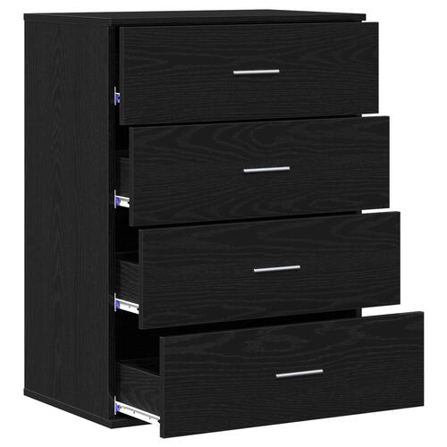 Sideboard med skuffe Sort Eg 60 x 39 x 80 cm Konstrueret træ