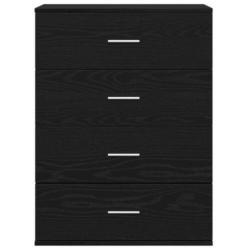 Sideboard med skuffe Sort Eg 60 x 39 x 80 cm Konstrueret træ