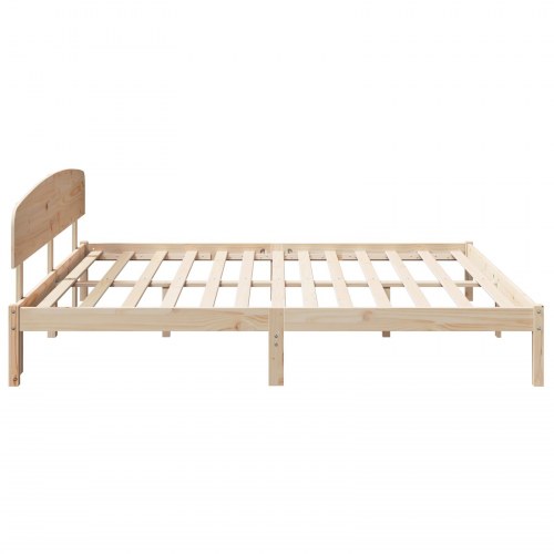 Sengestel med hovedgærde 200 x 200 cm - naturfarvet fyrretræ