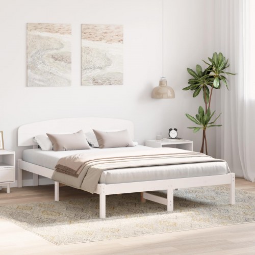 Sengestel med hovedgærde 150 x 200 cm - hvid