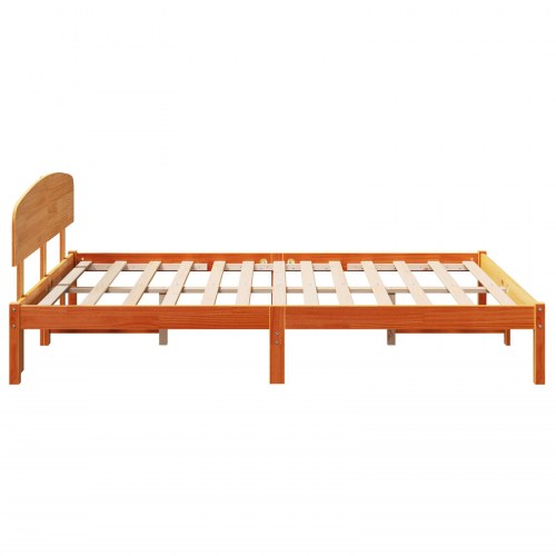 Sengestel med hovedgærde Voks brun 150 x 200 cm - massiv fyrretræ
