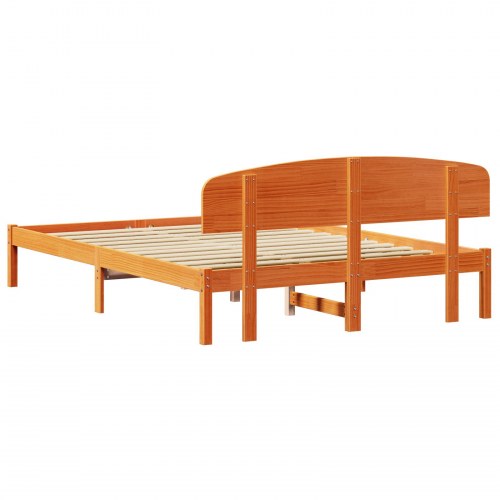 Sengestel med hovedgærde 140 x 200 cm - Voks brun