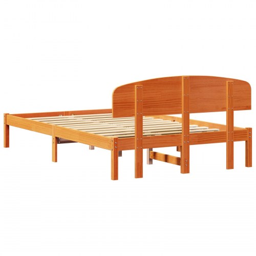 Sengestel med hovedgærde - voksbrun 120 x 200 cm