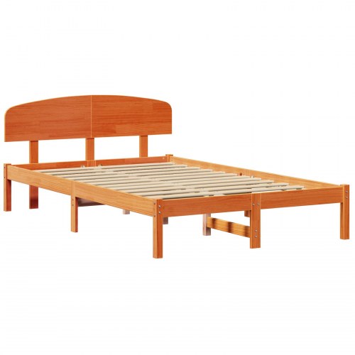 Sengestel med hovedgærde - voks brun 140 x 190 cm