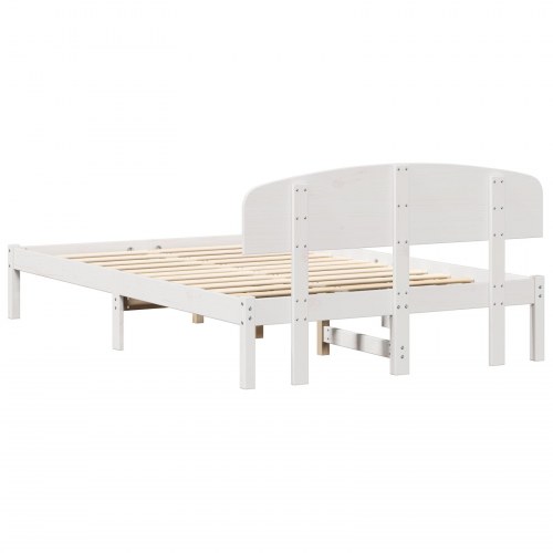 Sengestel med hovedgærde i massiv fyrretræ - hvid, 120 x 190 cm