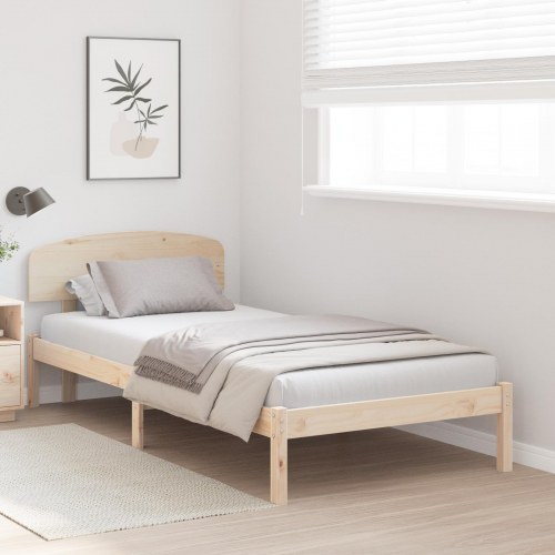 Sengestel med hovedgærde 80 x 200 cm - naturfarvet fyrretræ