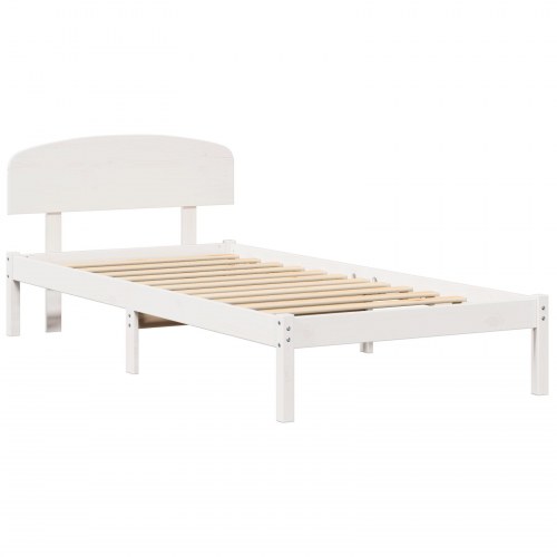 Sengestel med hovedgærde - hvid, 80 x 200 cm, massiv fyrretræ