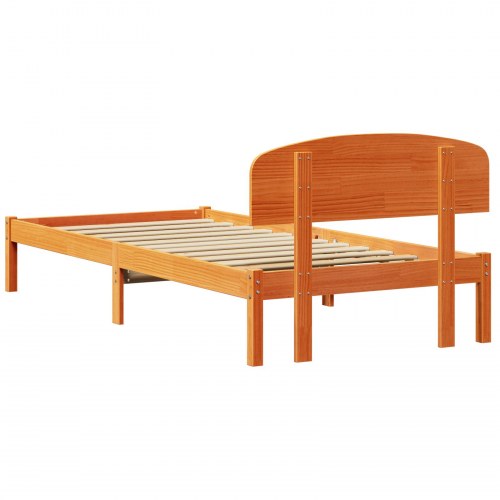 Sengestel med hovedgærde - voks brun 80 x 200 cm