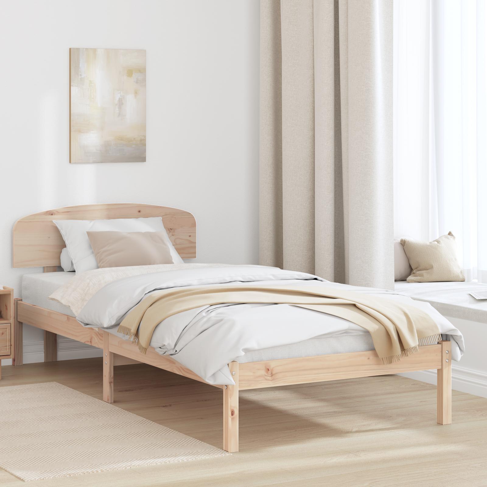Sengestel med Headboard 90x190 cm Massivt Træ Fyr
