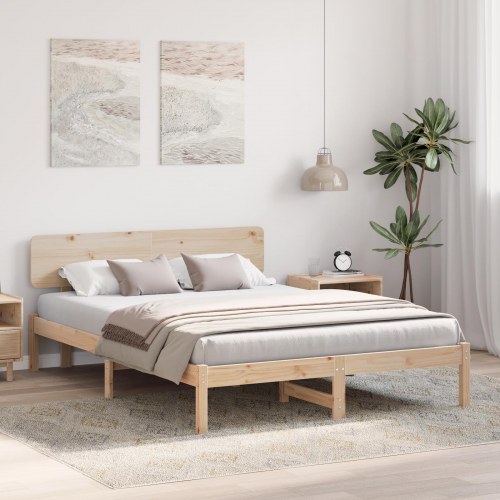 Sengestel 200 x 200 cm i massiv fyrretræ - naturfarvet