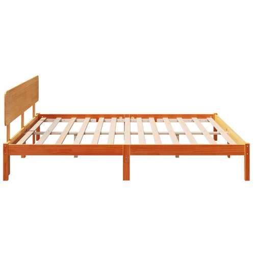 Sengestel med hovedgærde 180 x 200 cm - voksbrun massivt fyrretræ