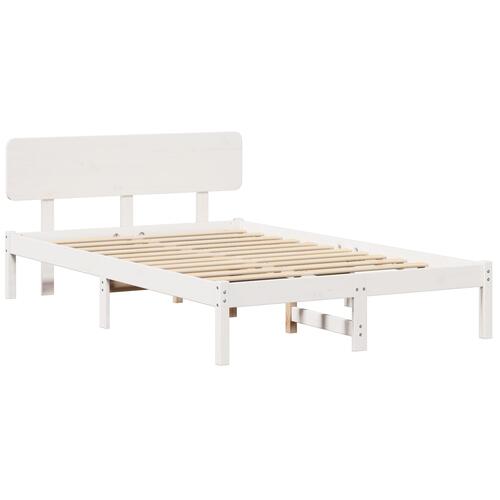 Sengestel med Hovedgærde Hvid 120x200 cm Massivt Fyrretræ