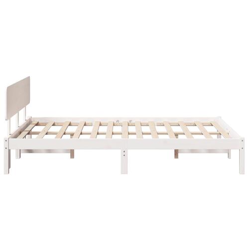 Sengestel med Hovedgærde Hvid 120x200 cm Massivt Fyrretræ