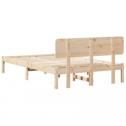 Sengestel med hovedgærde 135 x 190 cm - naturfarvet fyrretræ