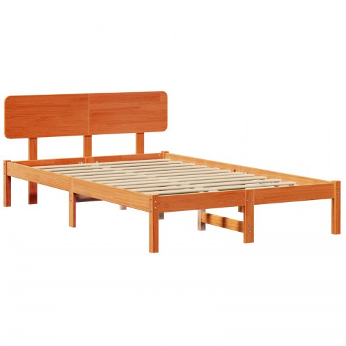 Sengestel med hovedgærde - voks brun 135 x 190 cm