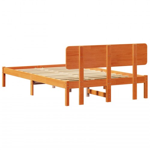Sengestel med hovedgærde - voks brun 135 x 190 cm