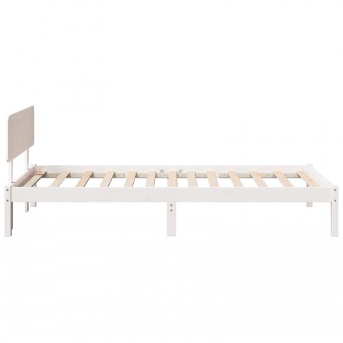Sengestel med hovedgærde - hvid, 100 x 200 cm, massiv fyrretræ