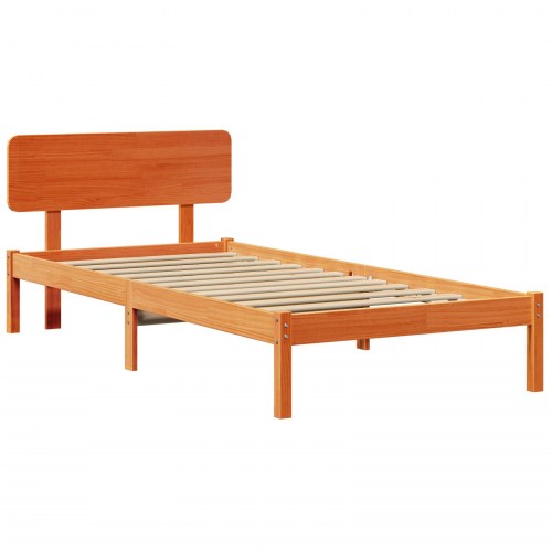Sengestel med hovedgærde - voksbrun 80 x 200 cm