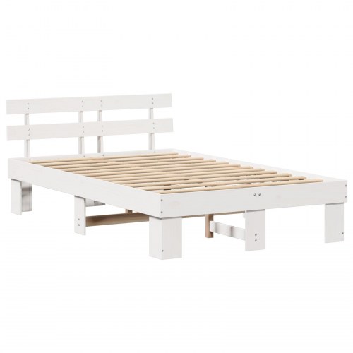 Sengestel med hovedgærde - hvid 120 x 200 cm i massiv fyrretræ