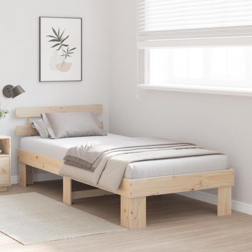 Sengestel i massiv fyrretræ 90 x 190 cm - naturfarvet