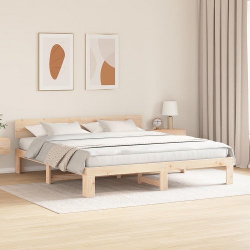 Sengestel i massiv fyrretræ 200 x 200 cm - naturfarvet