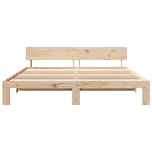 Sengestel naturfarvet 180 x 200 cm - massiv fyrretræ med hovedgærde