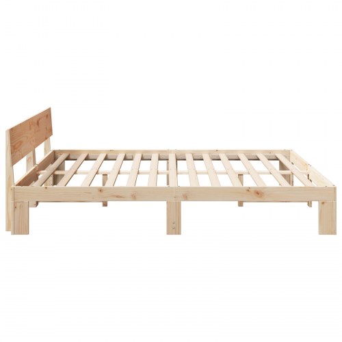 Sengestel naturfarvet 180 x 200 cm - massiv fyrretræ med hovedgærde