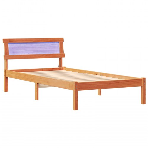 Sengestel med hovedgærde og USB - voksbrun 100 x 200 cm