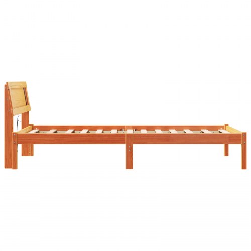 Sengestel med hovedgærde og USB - voksbrun 100 x 200 cm