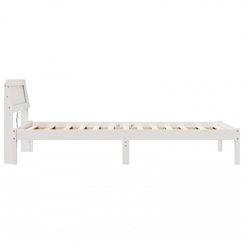 Sengestel med hovedgærde 90 x 200 cm i massiv fyrretræ - hvid