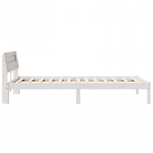 Sengestel med hovedgærde 90 x 200 cm i massiv fyrretræ - hvid