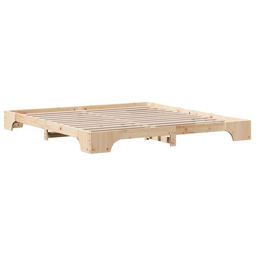 Seng ramme Naturlig Massivt fyrretræ 200 x 200 cm Holdbar