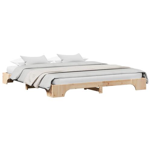 Seng ramme Naturlig Massivt fyrretræ 200 x 200 cm Holdbar