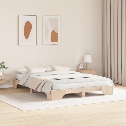 Sengestel i massiv fyrretræ 140 x 200 cm - naturfarvet