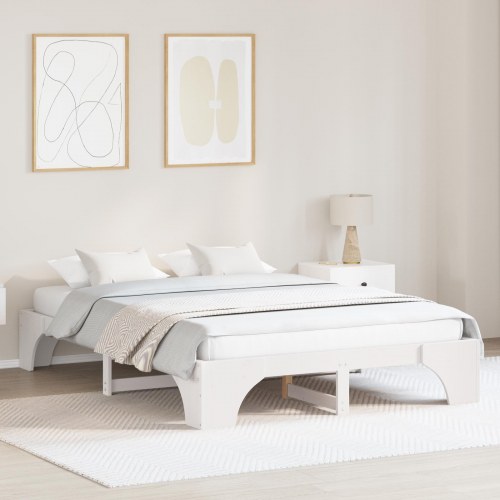 Sengestel i hvidt massivt fyrretræ 150 x 200 cm