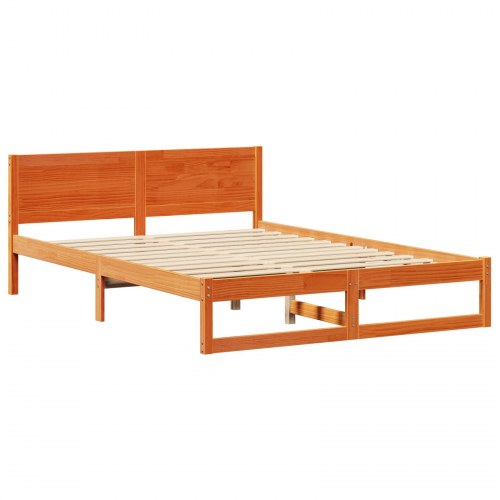 Sengestel med hovedgærde 160 x 200 cm - voksbrun fyrretræ
