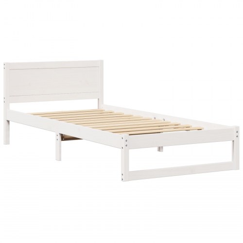 Sengestel med hovedgærde - hvid 80 x 200 cm fyrretræ