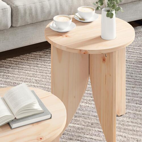 Sofabord 2 stk Naturlig 41,5 x 41,5 x 44 cm Massiv fyrretræ