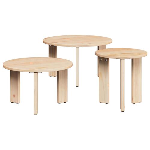 Sofabord 3 stk Naturlig 47.5 x 47.5 x 27 cm Massiv fyrretræ