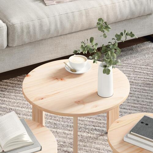 Sofabord 3 stk Naturlig 47.5 x 47.5 x 27 cm Massiv fyrretræ