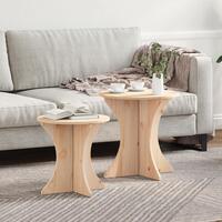 Sofabord 2 pcs Naturlig 46 x 46 x 47 cm Massiv fyrretræ