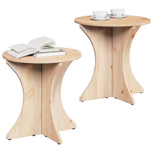 Sofabord 2 stk Naturlig 46 x 46 x 47 cm Massiv fyrretræ