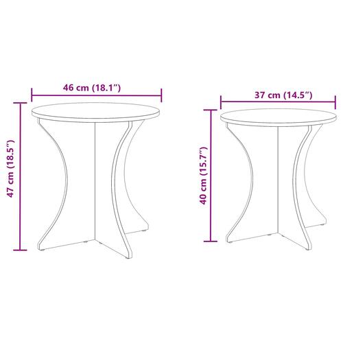 Sofabord 2 stk Naturlig 46 x 46 x 47 cm Massiv fyrretræ