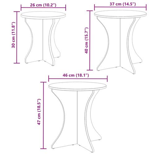 Sofabord 3 stk Naturlig 46 x 46 x 47 cm Massiv fyrretræ