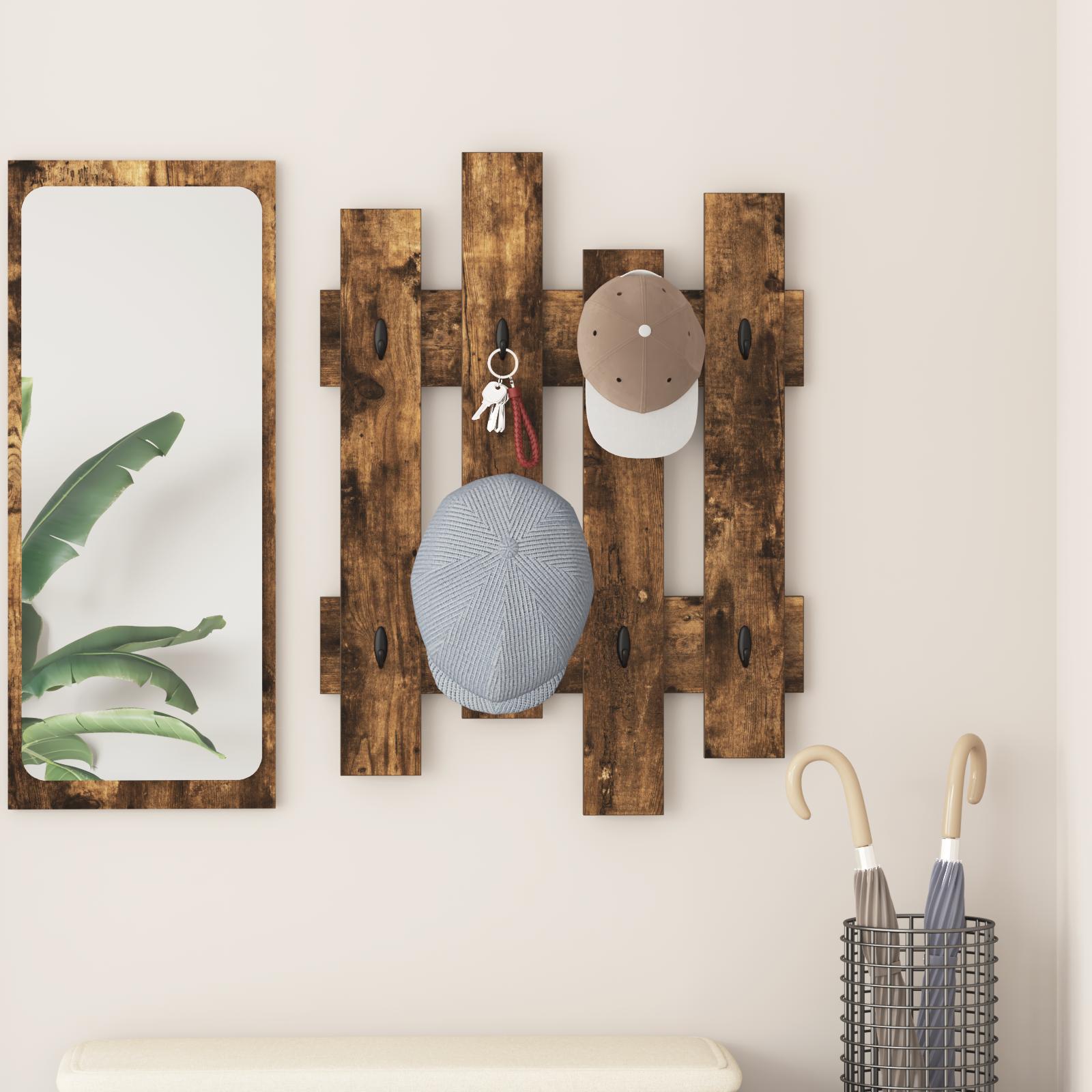 Vægmonteret Jakkeholder Røget eg 60 x 3 x 82 cm Konstrueret træ billede