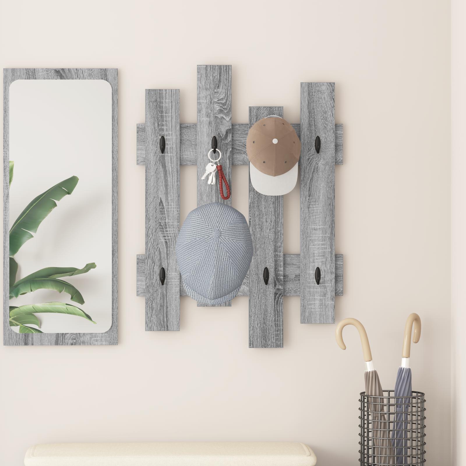 Vægmonteret Jakkeholder Grå sonoma-eg 60 x 3 x 82 cm billede