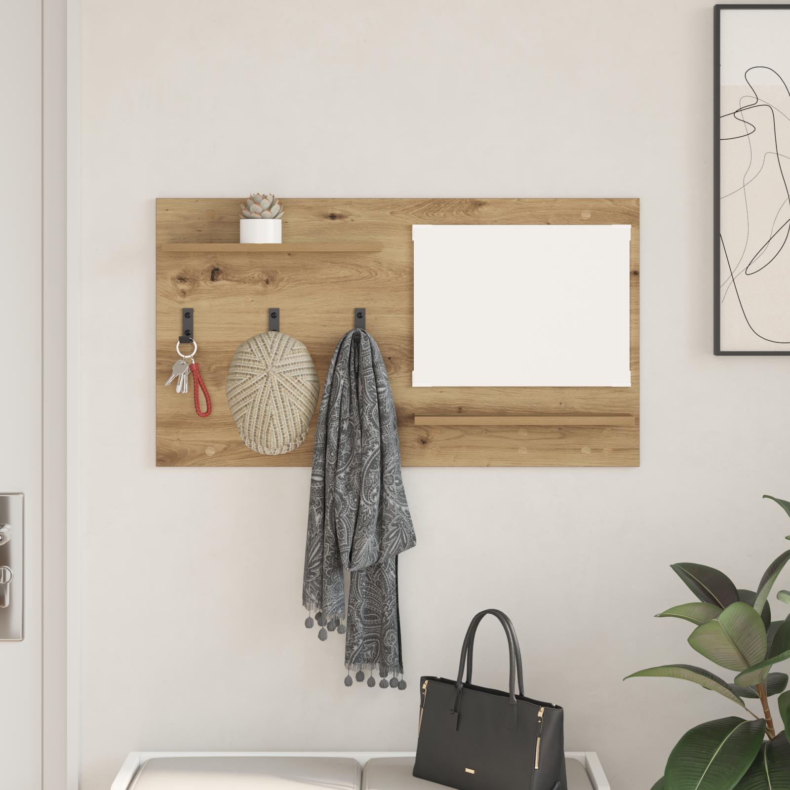 Vægmonteret Jakkeholder med hylde artisan eg 90 x 10 x 50 cm billede