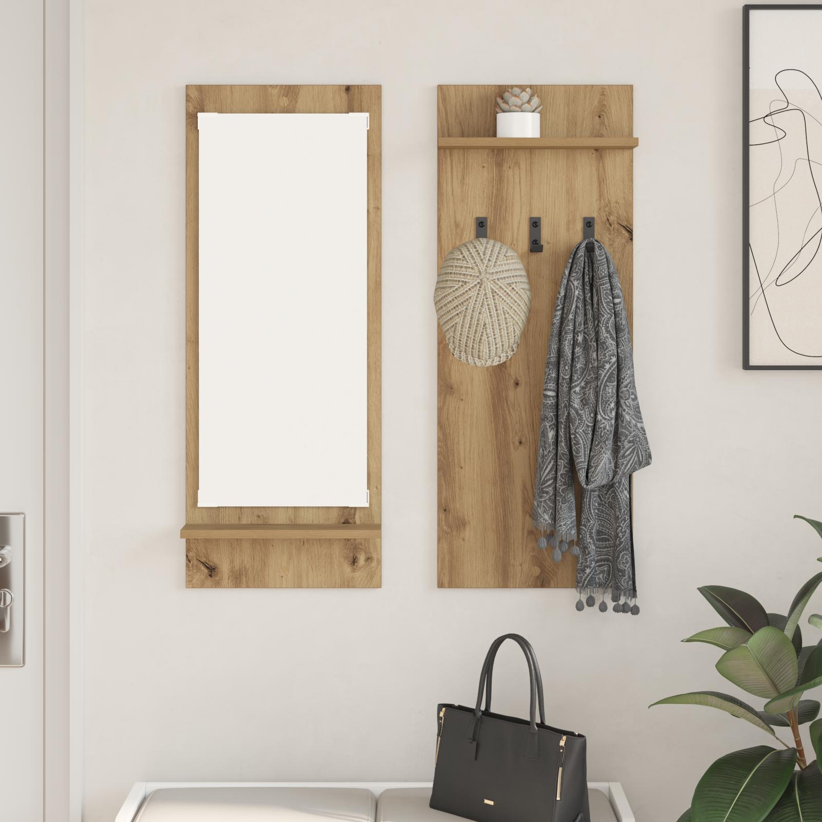 Vægmonteret Jakkeholder med hylde artisan eg 70 x 10 x 90 cm billede