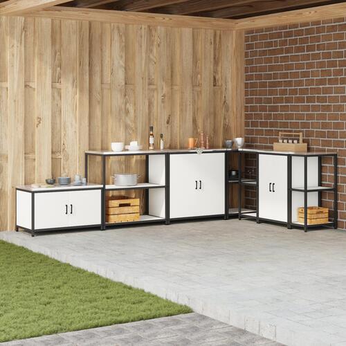 Køkkenopbevaringshylde med hylde med opbevaring Hvid 60 x 50 x 92 cm Stål